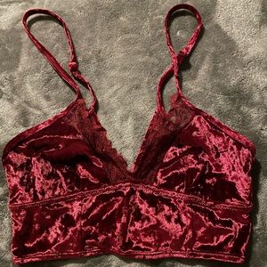 xs velvet bralette top from aerie